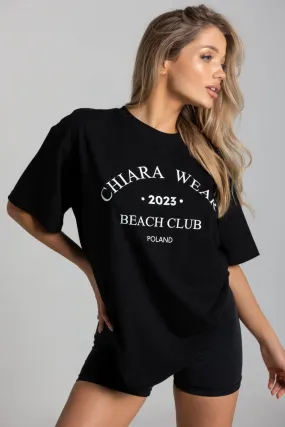 T-shirt oversize BEACH CLUB - czarny