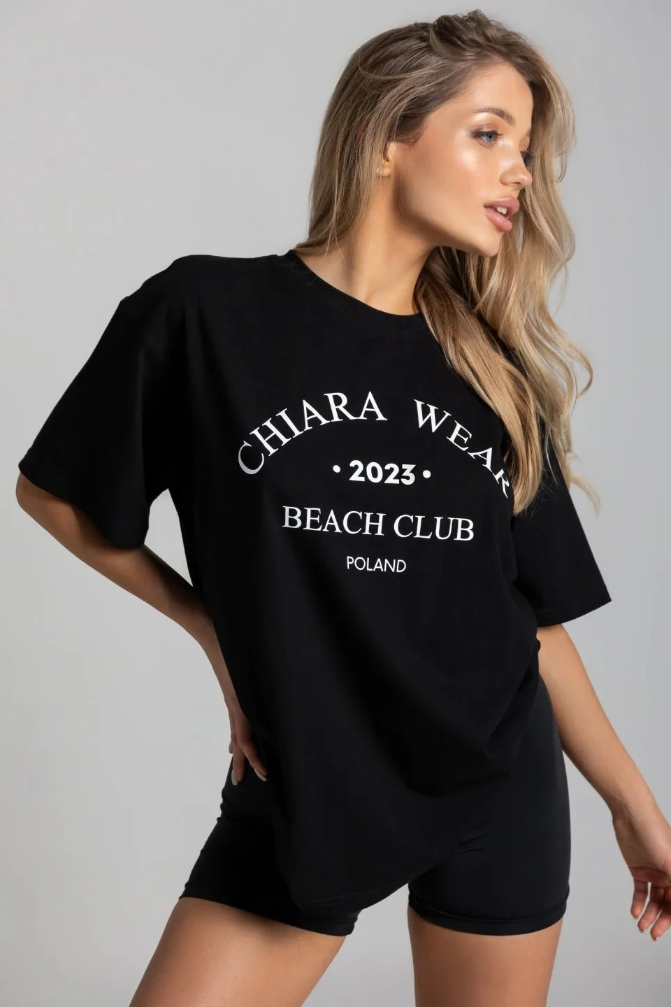 T-shirt oversize BEACH CLUB - czarny