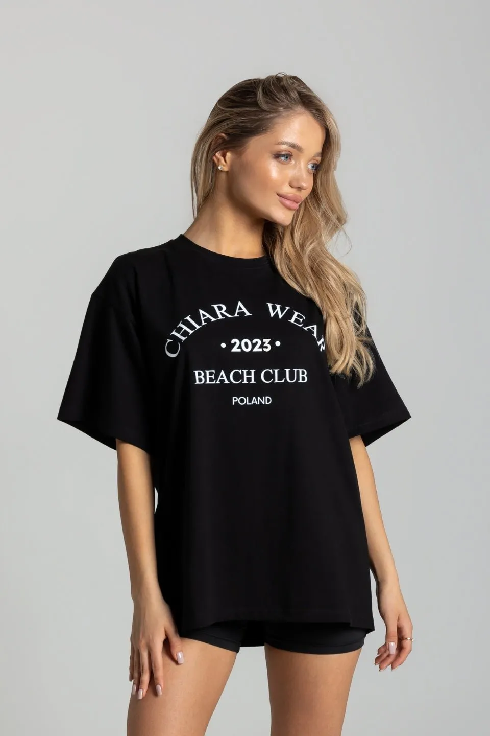 T-shirt oversize BEACH CLUB - czarny