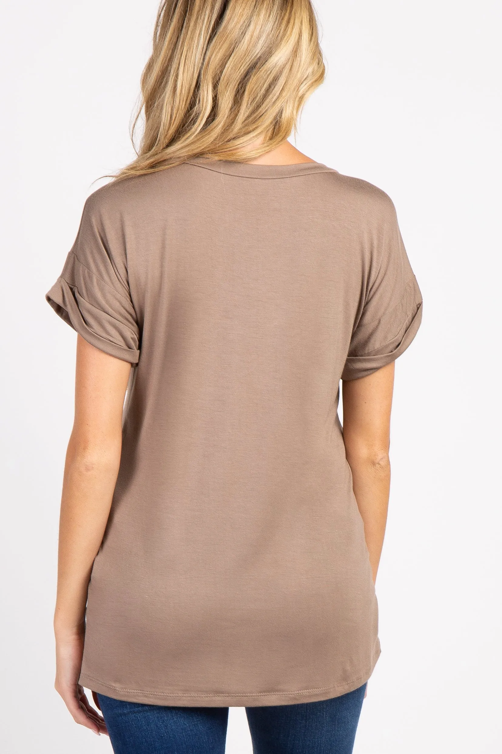 Taupe Solid Pocket Maternity Top