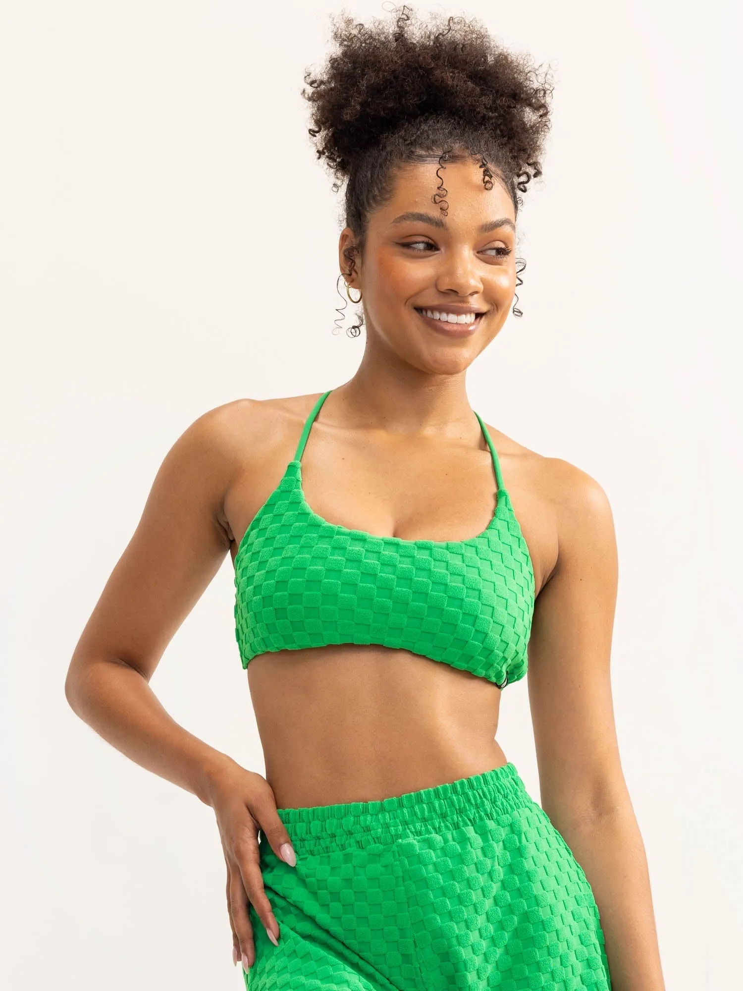 Terry Towelling Sports Crop - Green