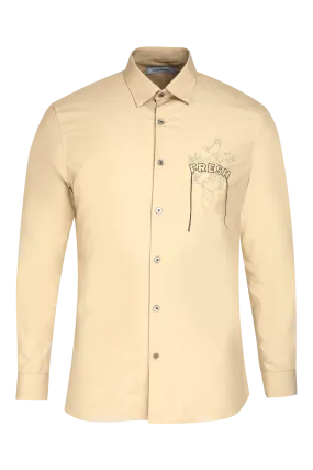 The Beige Organic Shirt With Frayed Yarn