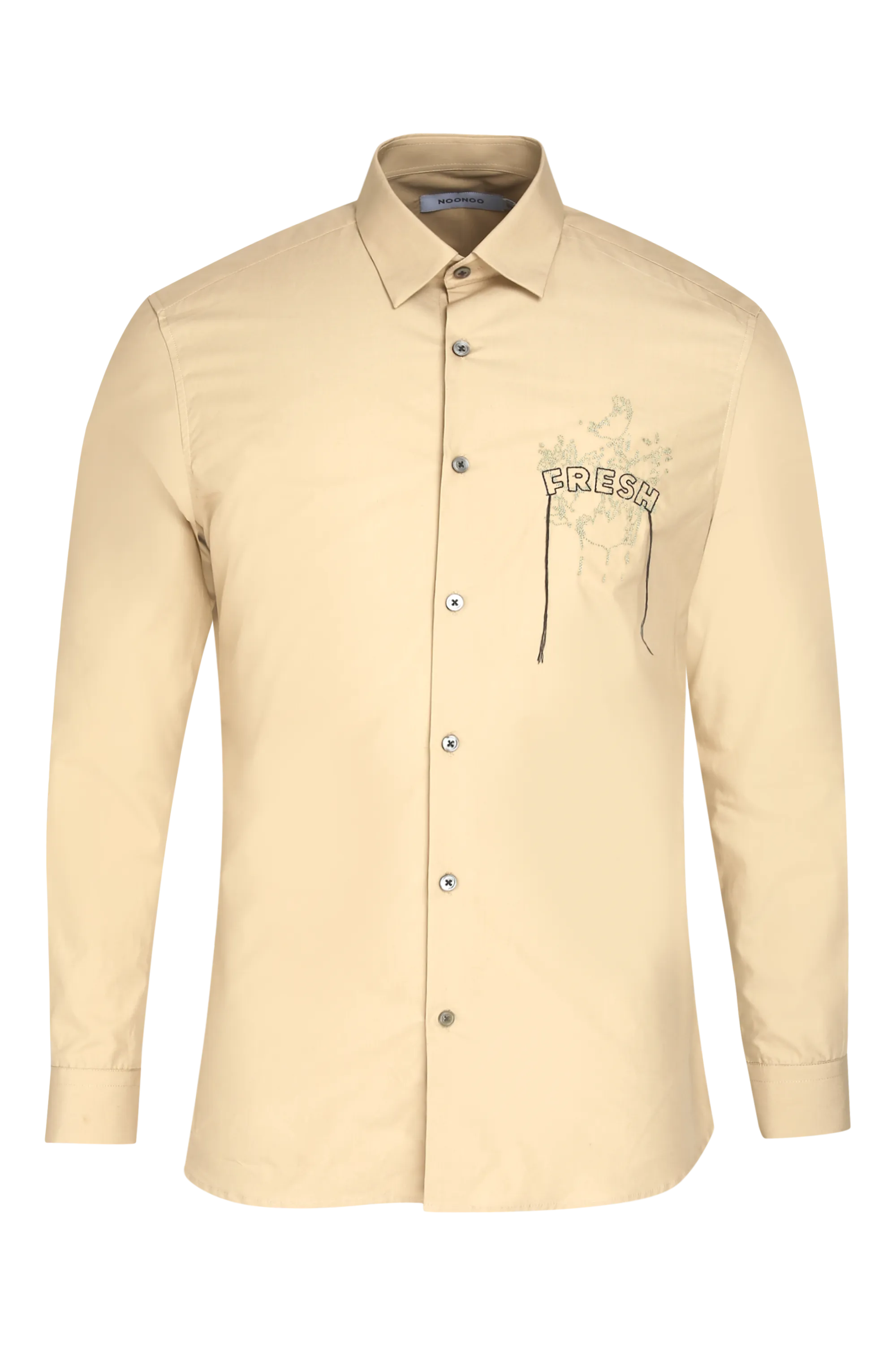 The Beige Organic Shirt With Frayed Yarn