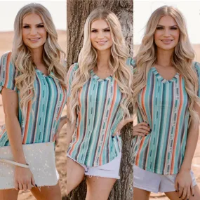 The San Vicente V Neck Summer Stripe Top