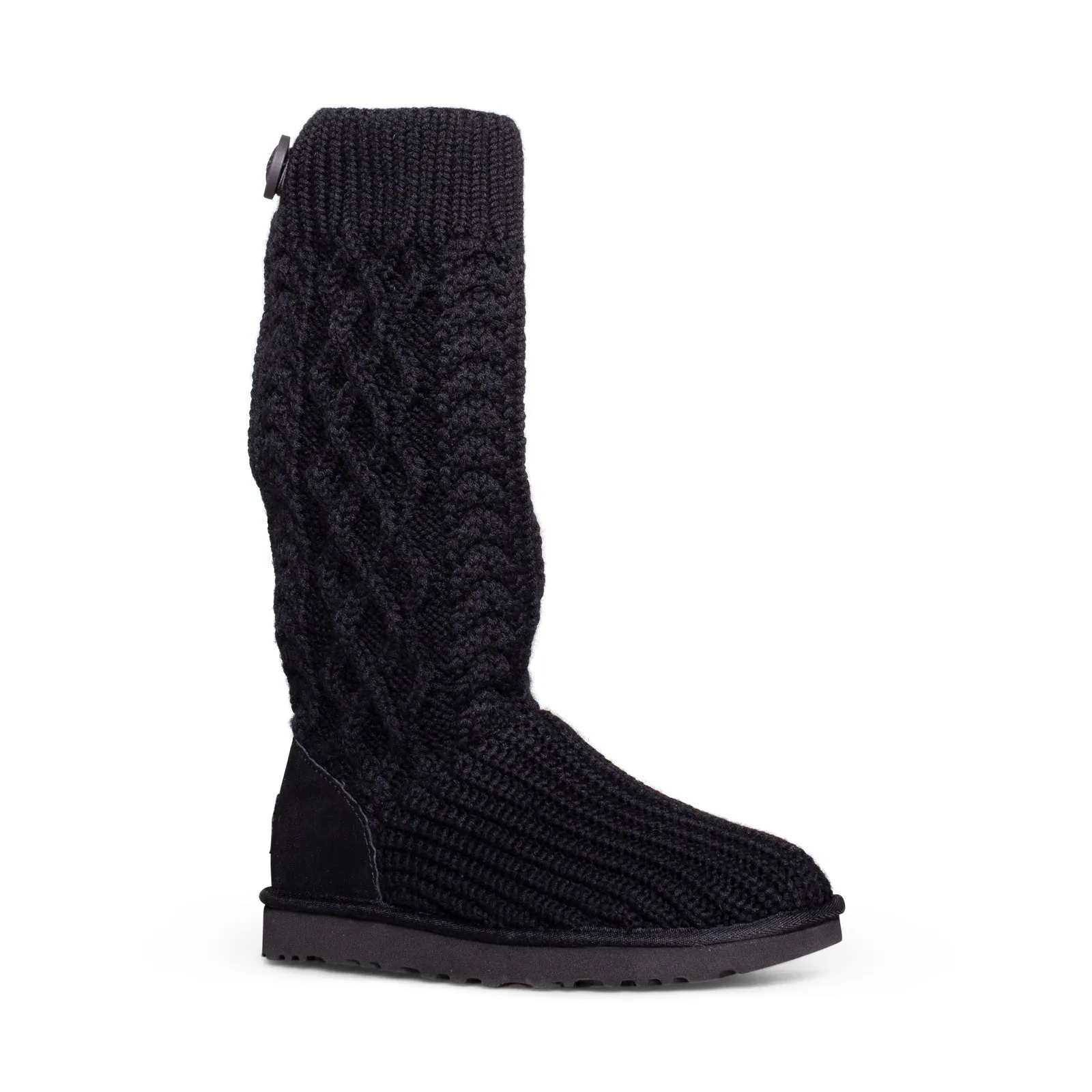 UGG Classic Cardi Cabled Knit Black Boots - Women's