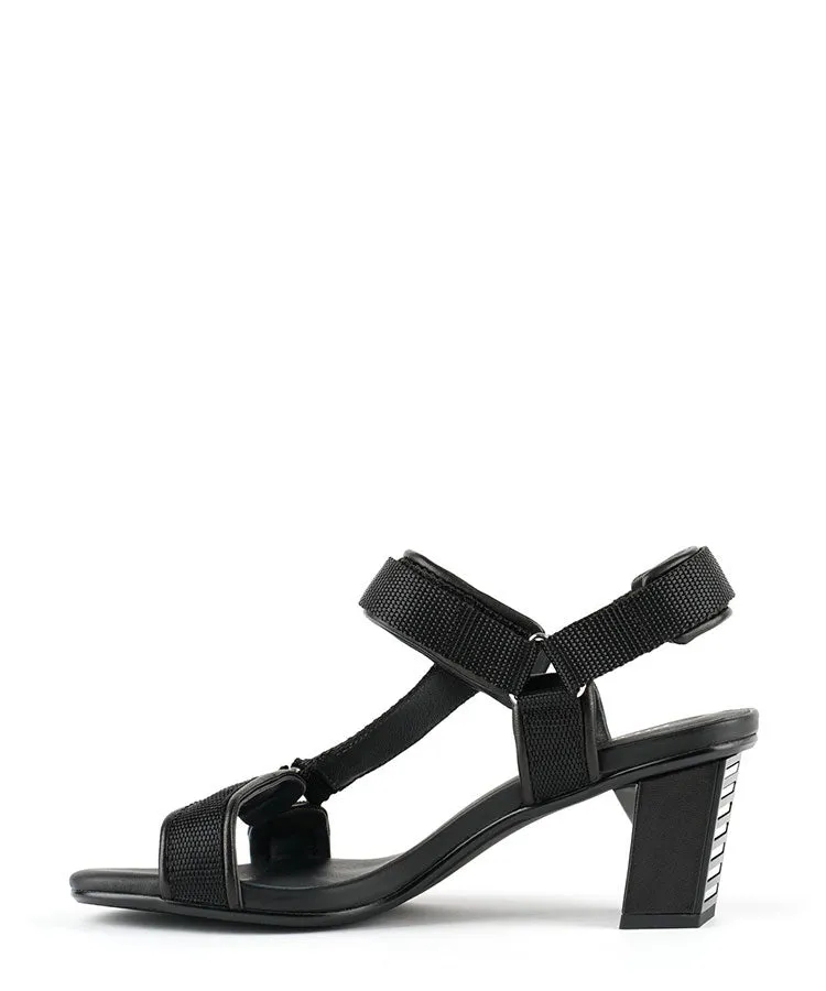 United United Aura Black Mid Heel Summer Sandal