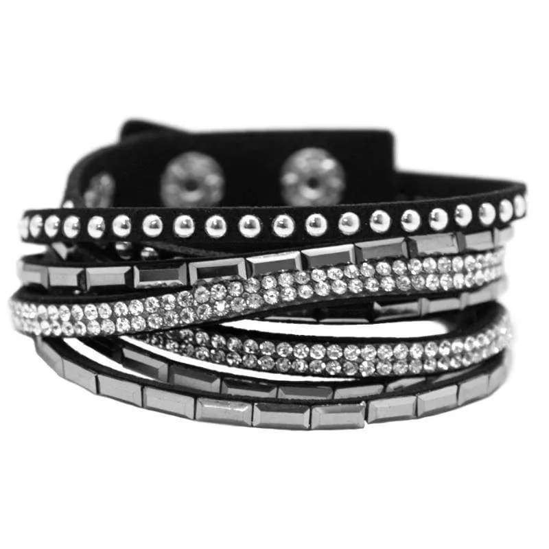 Varsity Team Black Snap Wrap Bracelet