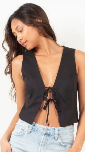 Vivi Tie Front Tank - Black