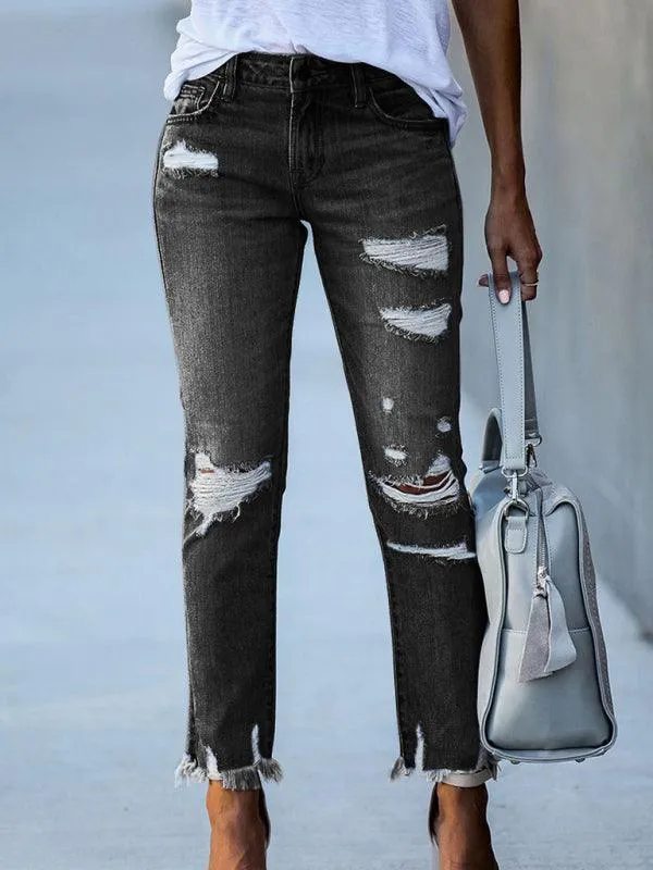 Women’s Ripped Straight Leg Jeans