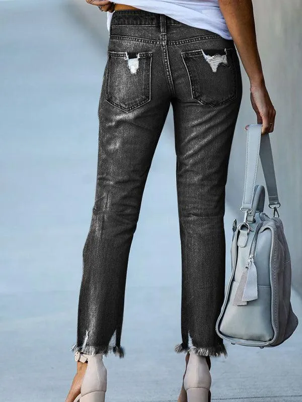 Women’s Ripped Straight Leg Jeans